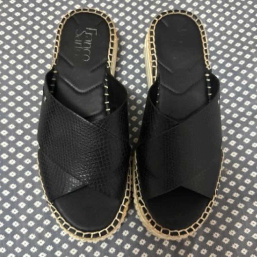Franco Sarto Black Espadrille Slides